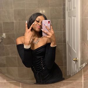 Black slim fit off the shoulder dress (m)